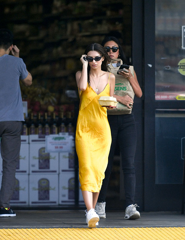 silk dress and sneakers