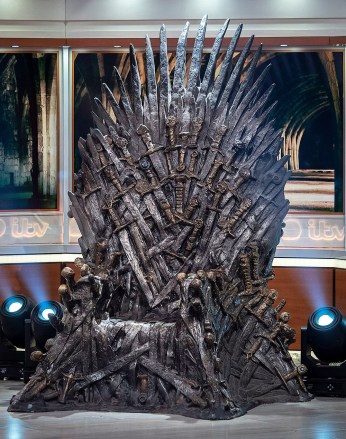 Editorial use only
Mandatory Credit: Photo by Ken McKay/ITV/REX/Shutterstock (10186244v)
Game of Thrones Throne
'Good Morning Britain' TV show, London, UK - 04 Apr 2019