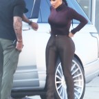 Kim and Khloe Kardashian look very fashionable while filming a new episode of KUWK at Sap and Honey Kid Clothing and Toy store