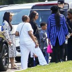 *EXCLUSIVE* Lauren London and her kids arrive at Nipsey Hussle's funeral
