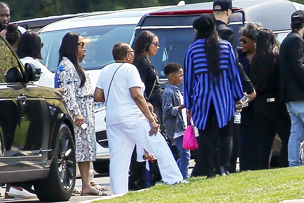 *EXCLUSIVE* Lauren London and her kids arrive at Nipsey Hussle's funeral