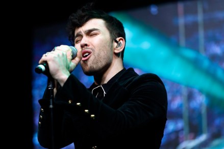 Singer Max Schneider performs during an event unveiling the New York Jets new NFL football uniforms, in New York
Jets New Uniforms Football, New York, USA - 04 Apr 2019