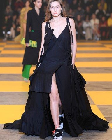 Gigi Hadid on the catwalk
Off White show, Runway, Fall Winter 2019, Paris Fashion Week, France - 28 Feb 2019