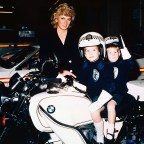 PRINCESS DIANA WITH PRINCE WILLIAM AND PRINCE HARRY. AT BRITISH TRANSPORT POLICE 1987