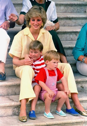 Princess Diana, Prince William, Prince Harry where the British royal family holiday with Spain's King Juan Carlos and his family.  10th anniversary of Princess Diana's death in Paris car crash Britain Diana, Majorca, Spain