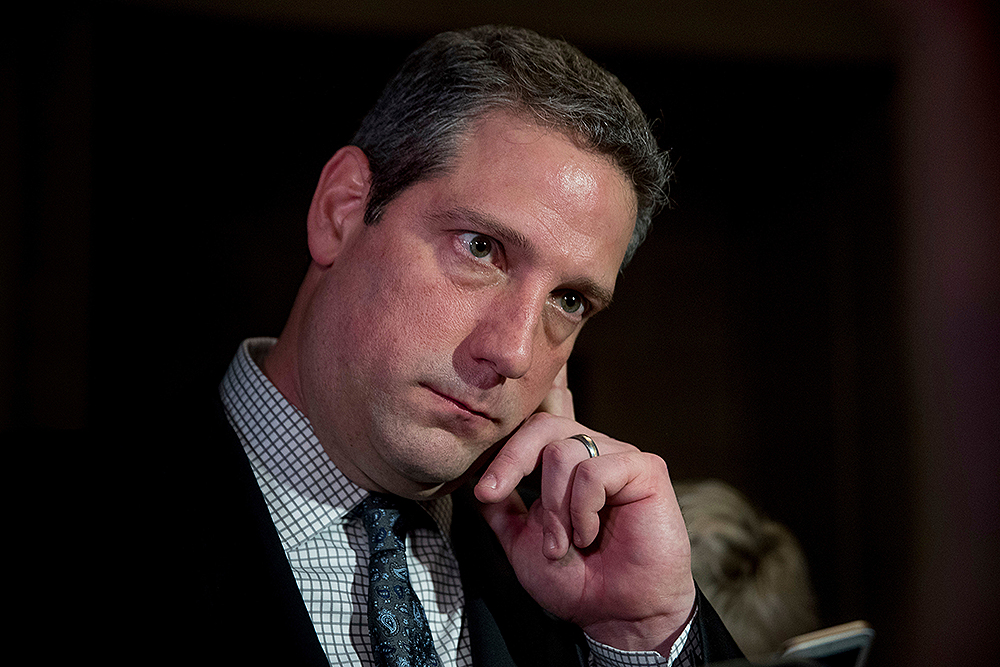 Rep. Tim Ryan, D-Ohio, pauses while speaking to members of the media following the House Democratic Caucus elections on Capitol Hill in Washington. Ryan is among three rising House Democrats, including Illinois' Cheri Bustos and Seth Moulton of Massachusetts, in Des Moines, for a Democratic fundraiser, capping a summer of early activity in the presidential proving ground by more than 10 would-be White House prospects
Iowa Democrats, Washington, USA - 30 Nov 2016