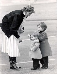 Prince Harry 1986. Prince Harry 14.3.1986... Princess Diana William And Harry Arriving At Aberdeen Airport For Spring Weekend At Balmoral. Prince Harry Is Clearly A Young Man In A Hurry. Eighteen Months May Seem A Bit Early For His First Public Walkabout But He Stepped In With Both Feet Yesterday. His Debut Took Place At Aberdeen Airport As Princess Diana Accompanied By Nanny Barbara Barnes And Her Two Children Arrived To Spend The Spring Weekend At Balmoral. Diana Came Down The Stops Of The Andover With Harry In Her Arms. The Prince In A Powder Blue Coat Immediately Waved His Right Hand. When They Reached The Tarmac The Princess Lowered Her Son To The Ground. Clutching His Mother's Hand He Wobbled For A Moment And Then Wheeled Round And Headed For The Cameramen. It Was Only Diana Who Prevented Him From Walking Straight To Them. William Behaved As Big Brothers Do. He Followed Behind At A More Sedate Pace Trying To Look As If He Had Seen It All Before.... Royalty
Prince Harry 1986 . Prince Harry 14.3.1986... Diana William And Harry Arriving At Aberdeen Airport For Spring Weekend At Balmoral. Prince Harry Is Clearly A Young Man In A Hurry. Eighteen Months May Seem A Bit Early For His First Public Walkabout But