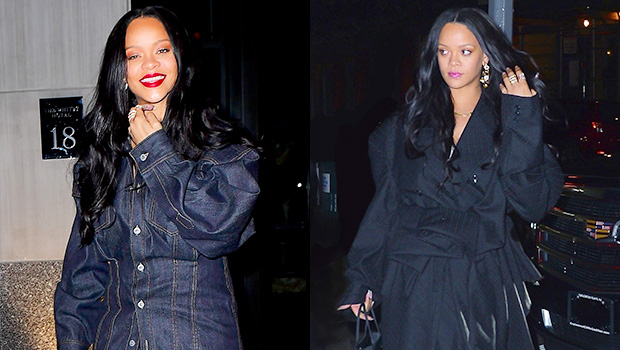Rihanna’s Double Denim Outfit & Black Coat In NYC — See Her Outfits ...
