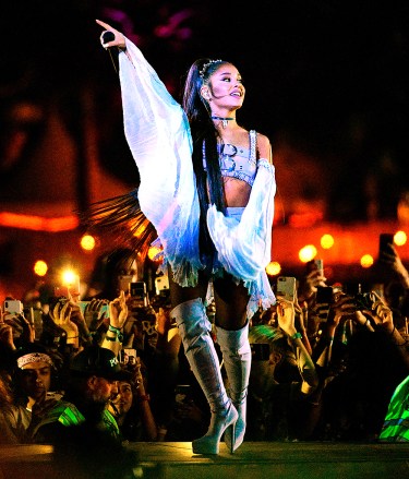 Ariana Grande surprises her fans with performance with Nicki Minaj, Puff Daddy and Ma$e at 2019 Coachella Festival in Indio, CAPictured: Ariana GrandeRef: SPL5080078 140419 NON-EXCLUSIVEPicture by: SplashNews.comSplash News and PicturesUSA: +1 310-525-5808London: +44 (0)20 8126 1009Berlin: +49 175 3764 166photodesk@splashnews.comWorld Rights, No Portugal Rights