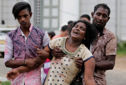 Relatives of a blast victim grieve outside a morgue in Colombo, Sri Lanka, . More than hundred were killed and hundreds more hospitalized with injuries from eight blasts that rocked churches and hotels in and just outside of Sri Lanka's capital on Easter Sunday, officials said, the worst violence to hit the South Asian country since its civil war ended a decade ago
Church Blasts, Colombo, Sri Lanka - 21 Apr 2019