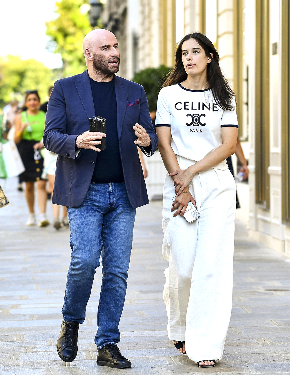 Paris, FRANCE - *EXCLUSIVE* - Actor John Travolta and his daughter Ella Bleue Travolta go shopping on avenue Montaigne at Chanel and Dior before returning to their hotel in Paris, France.Pictured: John Travolta, Ella Bleue TravoltaBACKGRID USA 18 JULY 2022 BYLINE MUST READ: Best Image / BACKGRIDUSA: +1 310 798 9111 / usasales@backgrid.comUK: +44 208 344 2007 / uksales@backgrid.com*UK Clients - Pictures Containing ChildrenPlease Pixelate Face Prior To Publication*