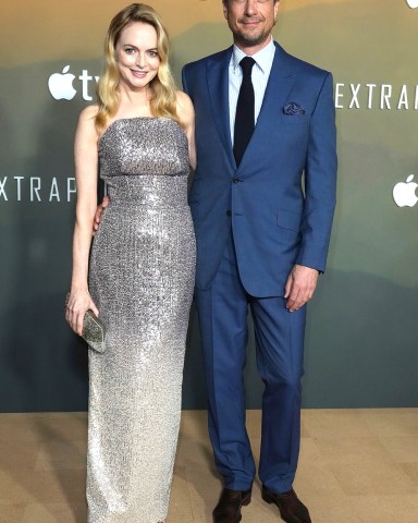 Heather Graham, left, and John de Neufville arrive at the Los Angeles premiere of "Extrapolations,", at The Hammer Museum
LA Premiere of "Extrapolations", Los Angeles, United States - 14 Mar 2023