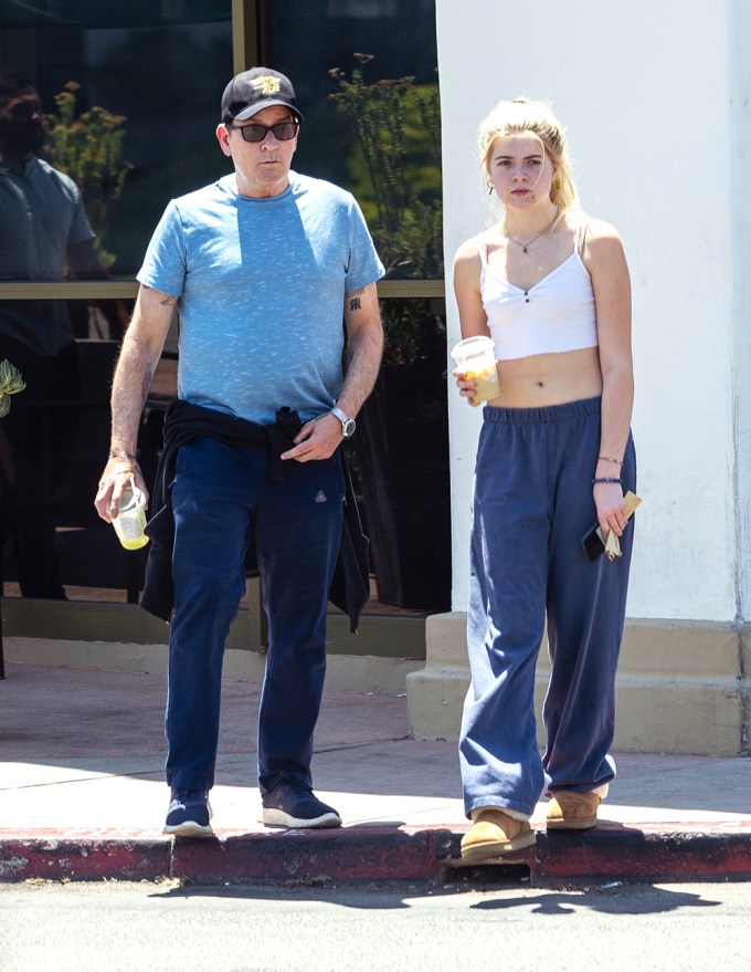 Charlie Sheen & daughter Lola at lunch