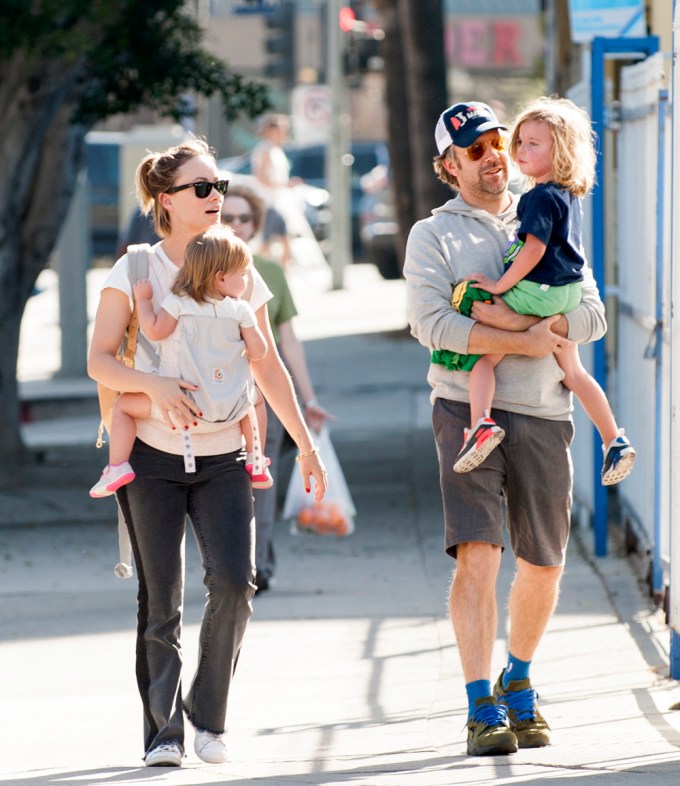 Olivia Wilde & Jason Sudeikis Take Their Kids to the Farmer’s Market
