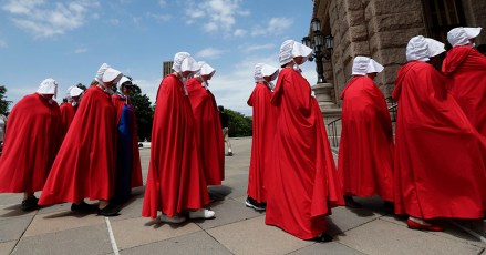 The Texas Handmaidens join a group gathered to protest abortion restrictions at the State Capitol in Austin, Texas
Abortion Protests Texas, Austin, USA - 21 May 2019