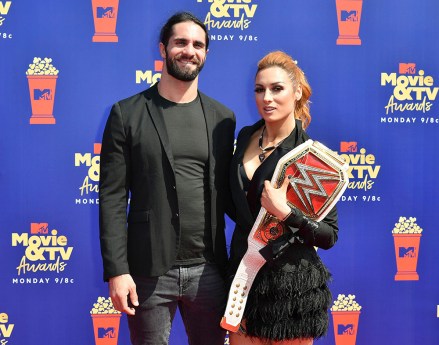 Seth Rollins and Becky Lynch
MTV Movie & TV Awards, Arrivals, Barker Hangar, Los Angeles, USA - 15 Jun 2019