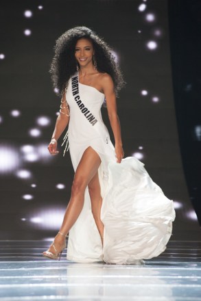 Chelsie Kryst, Miss North Carolina USA 2019, competes on stage in her evening gown during the MISS USA® Preliminary Competition at Grand Sierra Resort and Casino's (GSR) Grand Theater on Monday, April 29. The Miss USA contestants have spent the last week touring , filming, rehearsing and preparing to compete for the Miss USA crown in Reno Tahoe.  Tune in to the 2019 MISS USA® Competition at 8:00 PM ET on Thursday, May 2, live on FOX from Reno Tahoe to see who will become the next Miss USA.  HO / The Miss Universe Organization