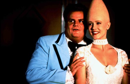Editorial use only. No book cover usage.Mandatory Credit: Photo by Moviestore/REX/Shutterstock (1558587a)Coneheads,  Chris Farley,  Michelle BurkeFilm and Television