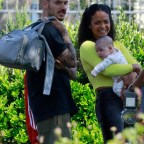 *EXCLUSIVE* Christina Milian and Matt Pokora take their baby to a friend's house in LA
