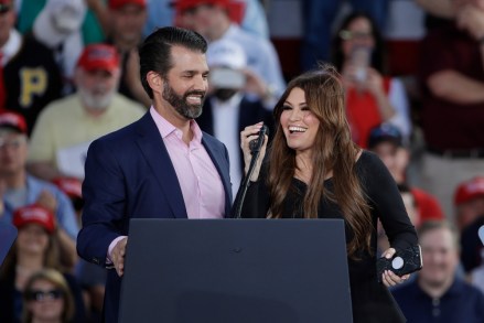 Kimberly Guilfoyle accompanies Donald Trump Jr., the son of President Donald Trump, during a campaign rally in Montoursville, Pa Trump, Montoursville, USA - 20 May 2019