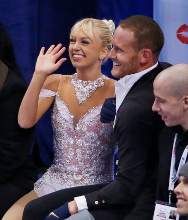Caydee Denney, John Coughlin Caydee Denney and John Coughlin react as scores are posted after skating in the pairs free skate at the U.S. Figure Skating Championships in Boston
US Championships Figure Skating, Boston, USA
