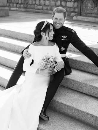 Free for editorial use only. See terms of use, which must be included and passed on to anyone to whom this image is providedMandatory credit: Photo by REX/ Shutterstock (9687843c )This official wedding photograph released by the Duke and Meghan, Duchess of Sussex, Meghan, Duchess of Sussex and Prince Harry, shows - the Duke and Duchess photographed together on the East Terrace of Windsor Castle. Prince Harry and Meghan Markle, official portraits, Windsor, Berkshire, United Kingdom - May 19, 2018News Editorial use only. No commercial use. No merchandising, advertising, memorabilia, keepsakes or similar colors. Do not use after on December 31, 2018 without prior permission from Kensington Palace. No cropping. Copyright in the Photograph is the property of the Duke and Duchess of Sussex. Publications are asked to credit the photograph to Alexi Lubomirski. No fees should be charged for the provision, distribution or publication of the photograph. The photograph must not be retouched, manipulated or digitally altered in any way or form and must include all persons present in the photograph when it was published. 
