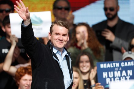 Michael bennet. U.S. Senator Michael Bennet, D-Colo., greets voters before U.S. Senator Bernie Sanders speaks during a rally with young voters on the campus of the University of Colorado, in Boulder, Colo. Sanders is riding a bus around the state with Democratic candidates to drum up support for them before Election Day
Election 2018 Senate Colorado - 24 Oct 2018