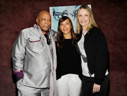 Quincy Jones, left, a producer of the documentary film "Keep On Keepin' On," poses with ex-wife Peggy Lipton, right, and their daughter Rashida Jones at the premiere of the film at Landmark Theatres, in Los Angeles. The film depicts legendary jazz trumpeter Clark Terry and his friendship with Justin Kauflin, a blind, 23-year-old piano prodigyLA Premiere Of "Keep On Keepin' On", Los Angeles, USA