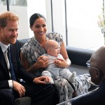 Prince Harry and Meghan Duchess of Sussex, holding their son Archie Harrison Mountbatten-Windsor, meet Archbishop Desmond Tutu at the Desmond & Leah Tutu Legacy Foundation in Cape Town, South Africa
Prince Harry and Meghan Duchess of Sussex visit to Africa - 25 Sep 2019