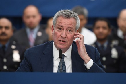 New York Mayor Bill de Blasio makes an announcement of a crackdown against parking placard abuse at the Chinatown Senior Citizen Center in New York.
Parking Placard Abuse press conference, New York, USA - 21 Feb 2019