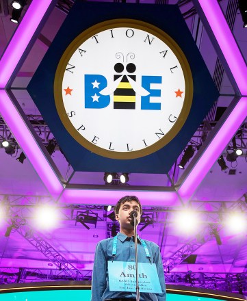 Amith Vasantha of Saratoga, California, competes in the second round of the 2019 Scripps National Spelling Bee at National Harbor in Oxon Hill, Maryland, USA, 28 May 2019. The 92nd year of the Scripps National Spelling Bee features 562 competitors and continues through 30 May 2019.
2019 Scripps National Spelling Bee at National Harbor on Oxon Hill, Maryland, USA - 28 May 2019