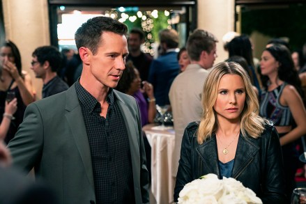 Veronica Mars -- "Chino and the Man" - Episode 402 -- Veronica and Keith launch their investigation. Their involvement puts Police Chief Langdon on edge. Penn goes public with his theory on who the bomber is. Meanwhile, local teen Matty Ross begins her own search for her father’s killer. Logan Echolis (Jason Dohring) and Veronica Mars (Kristen Bell), shown. (Photo by: Michael Desmond/Hulu)