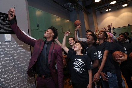 NBA draft prospect Cam Reddish teams up with JCPenney to host an evening of mentorship for young men from the Boys & Girls Club, takes a selfie at the Moxy NYC Downtown, in New York
JCPenney NBA Draft Event, New york, USA - 18 Jun 2019