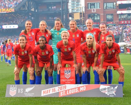 The US National Soccer Team poses before the International Women's Soccer match up between the USA and New Zealand, at Busch Stadium in St. Louis, MO. Kevin Langley/Sports South Media/CSM
Women's Soccer New Zealand vs USA, St. Louis, USA - 16 May 2019