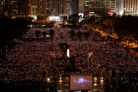 Thousands of people attend a candlelight vigil for victims of the Chinese government's brutal military crackdown three decades ago on protesters in Beijing's Tiananmen Square at Victoria Park in Hong Kong . Hong Kong is the only region under Beijing's jurisdiction that holds significant public commemorations of the 1989 crackdown and memorials for its victims. Hong Kong has a degree of freedom not seen on the mainland as a legacy of British rule that ended in 1997
Tiananmen, Hong Kong, Hong Kong - 04 Jun 2019