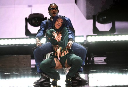 Cardi B, foreground, and Offset perform at the BET Awards on Sunday, June 23, 2019, at the Microsoft Theater in Los Angeles. (Photo by Chris Pizzello/Invision/AP)