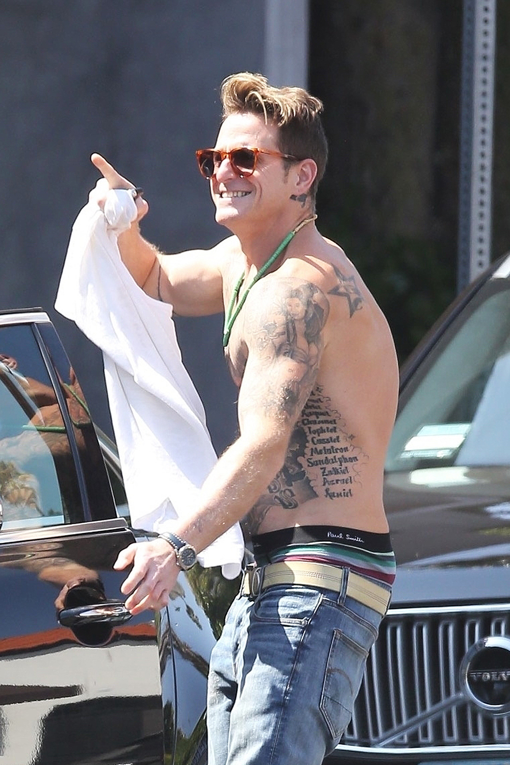 *EXCLUSIVE* Cameron Douglas can't help but go shirtless after hanging out with a friend in L.A.