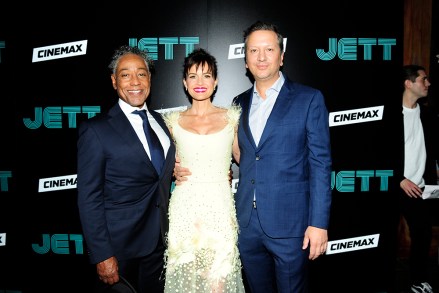 NEW YORK, NY - JUNE 11: Giancarlo Esposito, Carla Gugino and Sebastian Gutierrez attend Cinemax And The Cinema Society Host A Special Screening Of "Jett" at The Roxy Cinema on June 11, 2019 in New York. (Photo by Paul Bruinooge/PMC) *** Local Caption *** Giancarlo Esposito;Carla Gugino;Sebastian Gutierrez