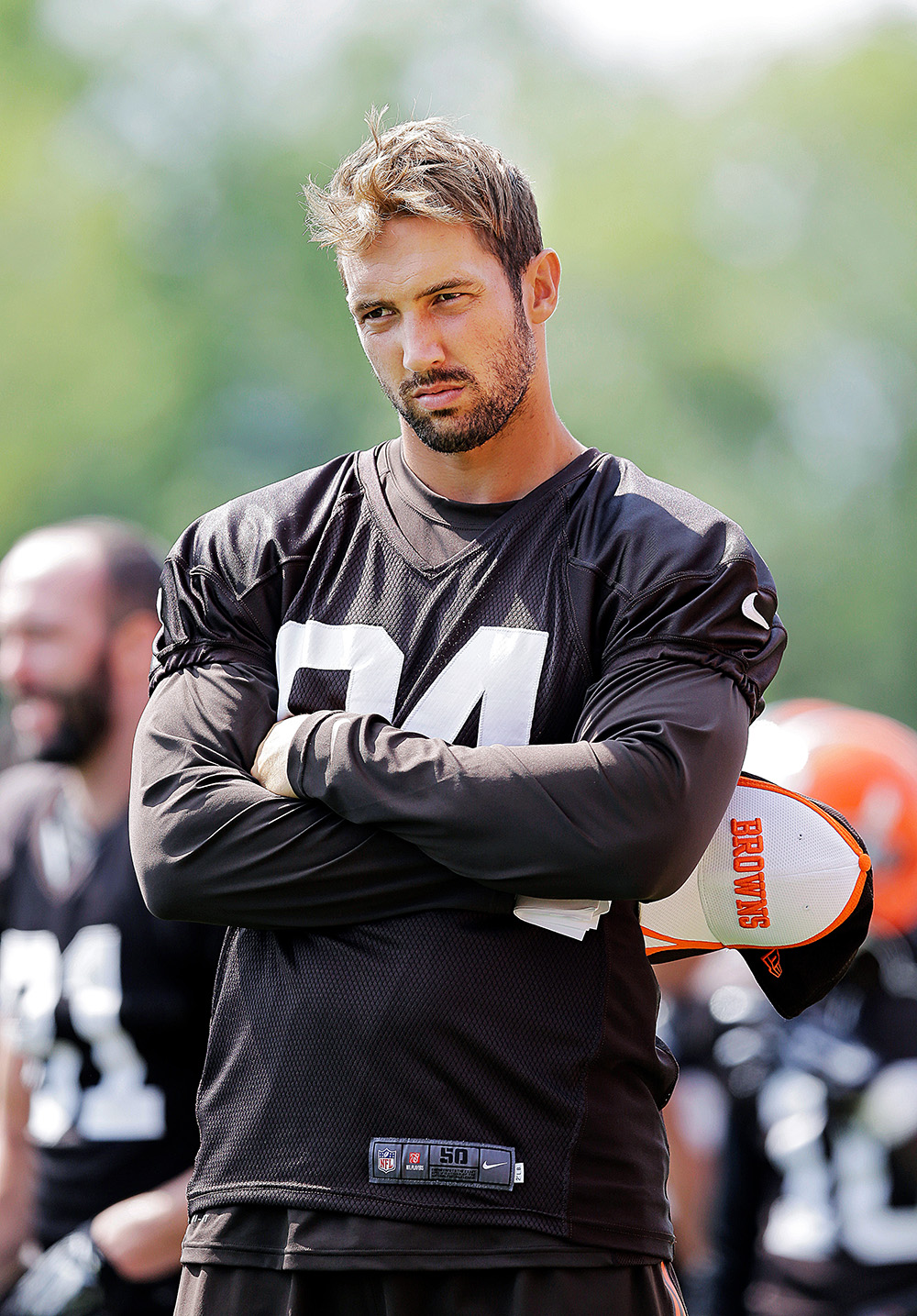 Jordan Cameron Cleveland Browns tight end Jordan Cameron watches practice at NFL football training camp in Berea, Ohio
Browns Camp Football, Berea, USA