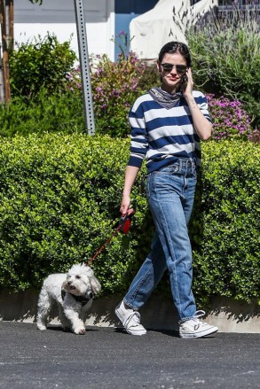 Los Angeles, CA  - *EXCLUSIVE*  - Former 'Pretty Little Liars' star Lucy Hale chats on the phone while out with her dog for a walk this morning.Pictured: Lucy haleBACKGRID USA 21 APRIL 2020 USA: +1 310 798 9111 / usasales@backgrid.comUK: +44 208 344 2007 / uksales@backgrid.com*UK Clients - Pictures Containing ChildrenPlease Pixelate Face Prior To Publication*