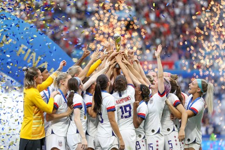 USA players celebrate following the match USA v Netherlands, Final FIFA Women's World Cup, Soccer, Stade de Lyon, France - 07 Jul 2019