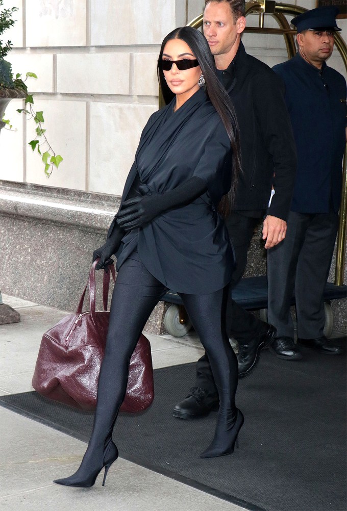 Kim Kardashian in Black Outfit & Boots