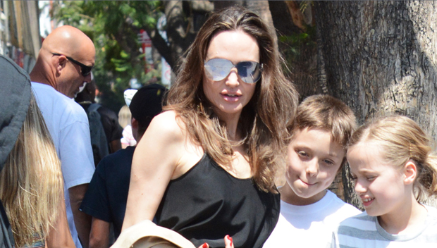 Angelina Jolie Steps Out With Vivienne & Knox For Los Angeles Outing ...