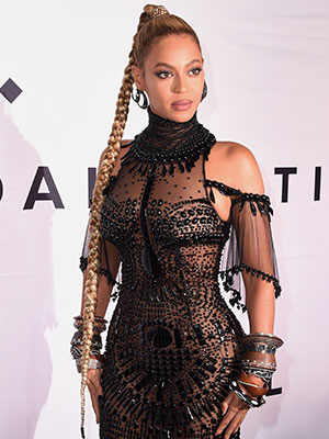 beyonce black and silver dress