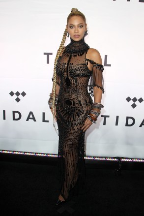 Beyonce Knowles TIDAL X:1015 - Star-Studded Benefit Concert hosted by TIDAL and Robin Hood, New York, USA - October 15, 2016 WEARING GATTINONI COUTURE
