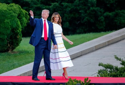 US President Donald J. Trump (L) and First Lady Melania Trump (R) during Independence Day celebrations at the Lincoln Memorial in Washington, DC, USA, 04 July 2019. The 'Salute to America' Fourth of July activities include remarks by US President Donald J. Trump, a parade, military flyovers and fireworks.
Fourth of July celebrations in Washington, USA - 04 Jul 2019