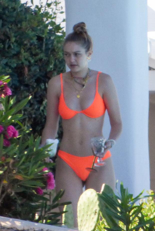 Gigi Hadid S Orange Bikini Rocks Sexy Swimwear On Vacation In Greece