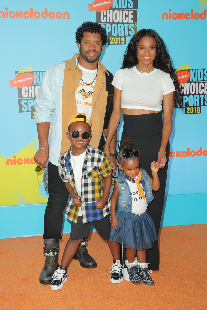 Russell Wilson, Ciara, Future Zahir Wilburn and Sienna Princess Wilson
Nickelodeon Kids' Choice Sports Awards, Arrivals, Barker Hanger, Los Angeles, USA - 11 Jul 2019