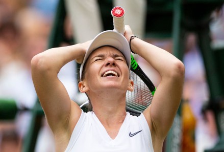 Simona Halep celebrates victory in her Ladies' Singles final
Wimbledon Tennis Championships, Day 12, The All England Lawn Tennis and Croquet Club, London, UK - 13 Jul 2019