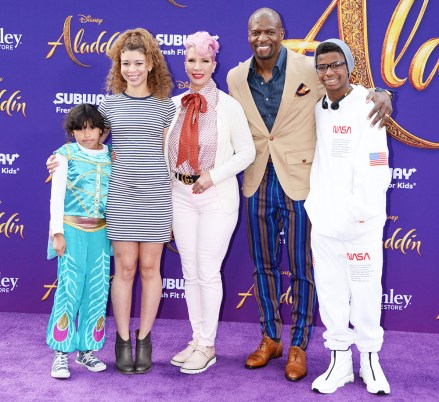 Terry Crews, Miley Crews, Naomi Burton-Crews, Rebecca King-Crews and Isaiah Crews
'Aladdin' movie  premiere, Arrivals, El Capitan Theatre, Los Angeles, USA - 21 May 2019